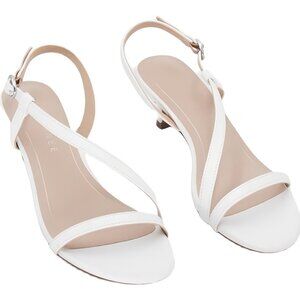 Journee Jemry Crossover Strap Kitten Heel Sandals White Size 7